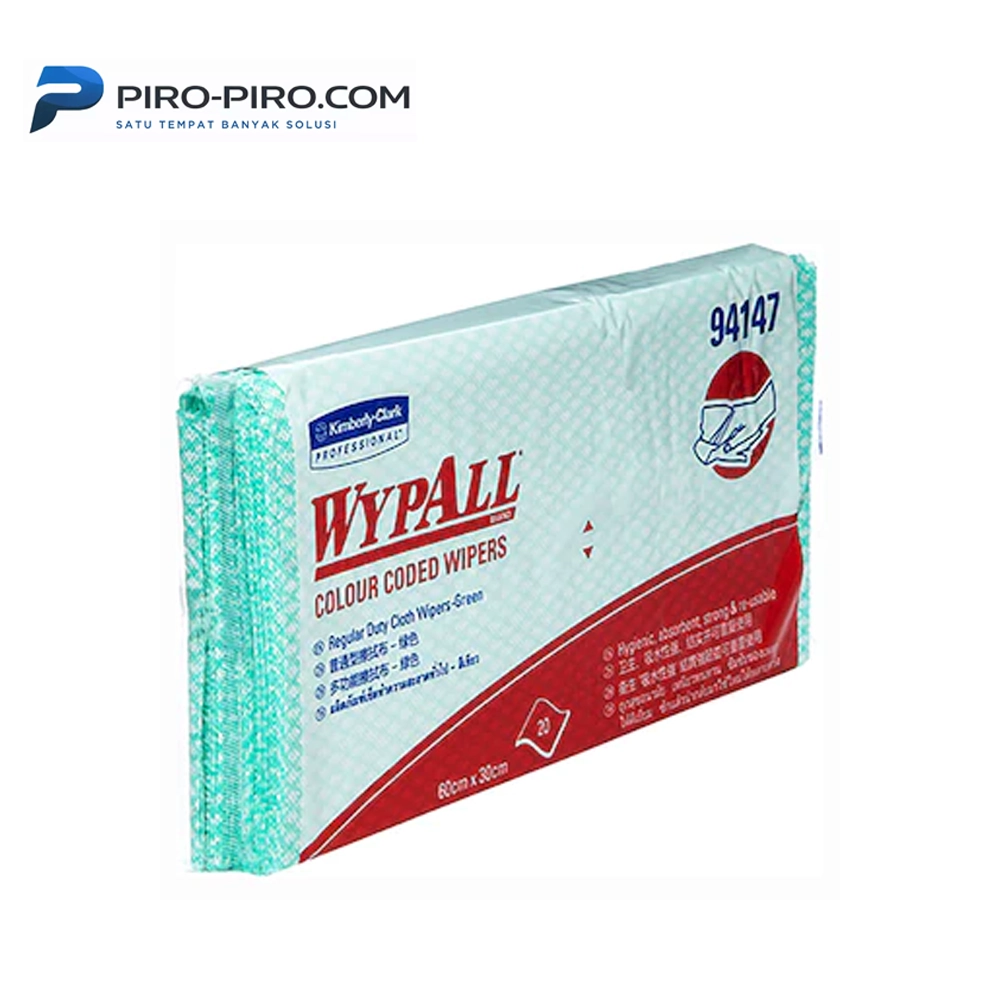 WYPALL 94147 Color Wipers Regular Duty Single Sheet GREEN 20 sheets per pack
