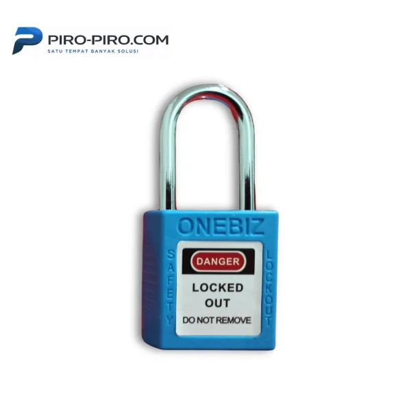 ONEBIZ Heavy Duty Loto Blue Compact Safety Padlock, Short Steel Shackle